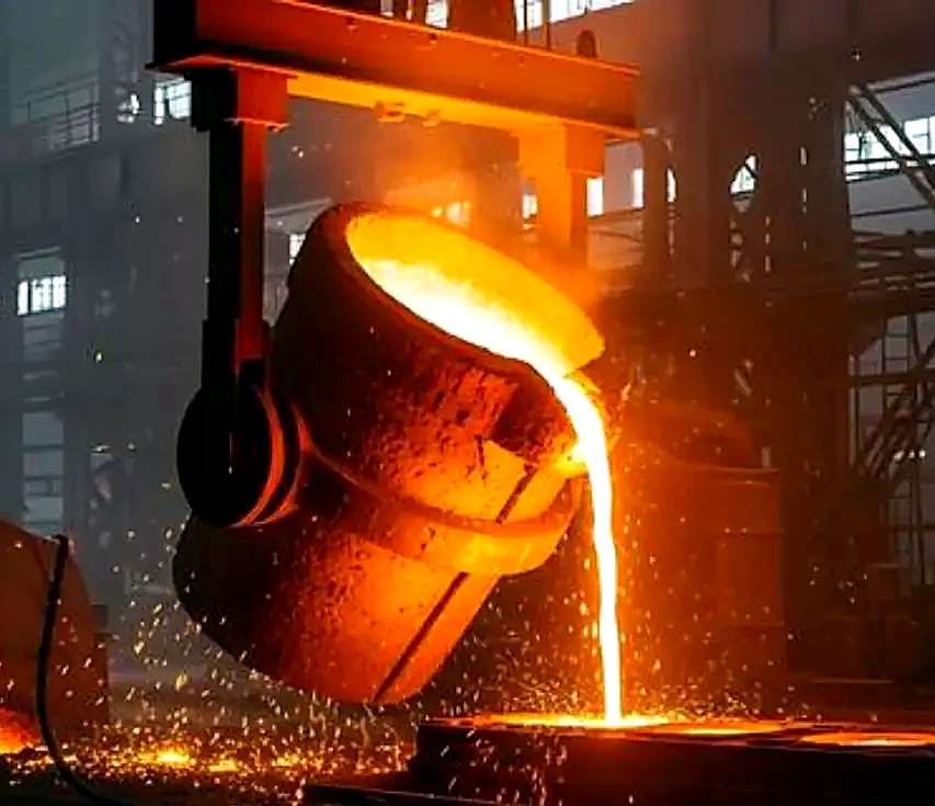 Molten metal being poured during the casting process at Mech Tech Industries
